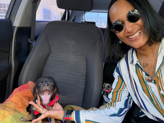 Souyenne with a puppy